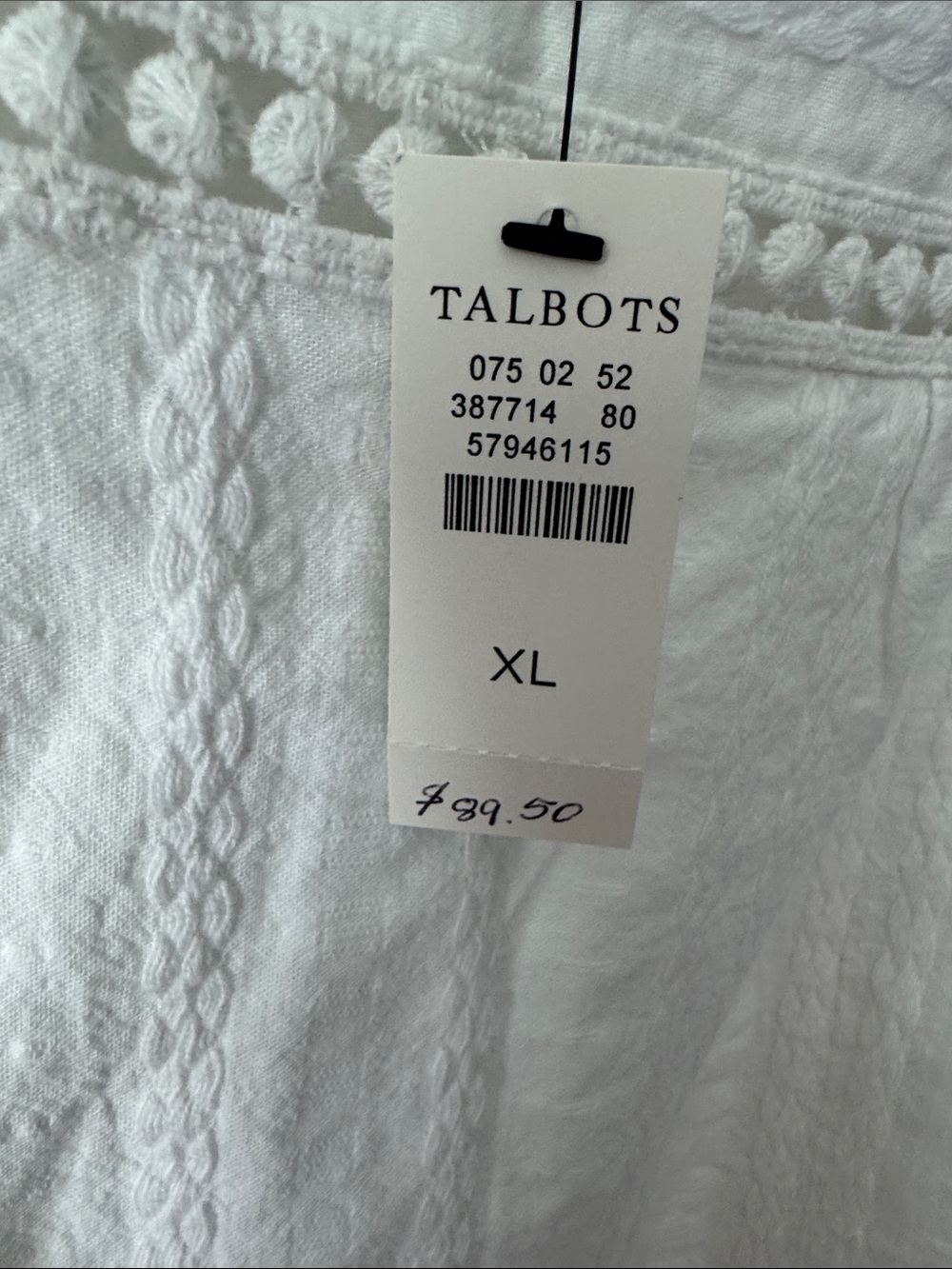Talbots White Textured Square-Neck Sleeveless Tank - Picture 3 of 8